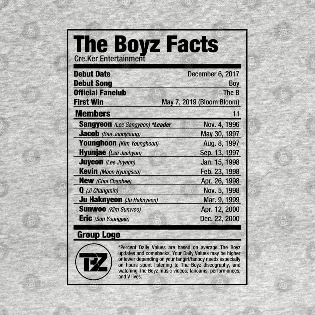 The Boyz Kpop Nutritional Facts by skeletonvenus